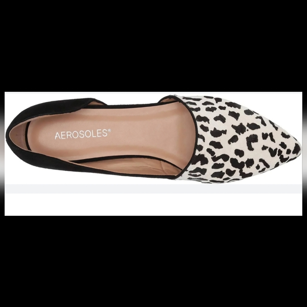 Aerosoles Animal Print Calf Hair Towncenter Pointed Toe Flats, women's size 12